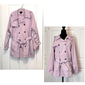 Lands' End Women’s Squall Purple Double-Breasted Belted Trench Raincoat Size XL